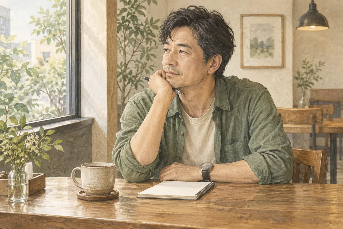 自分の好みや関係について静かに考える成人男性