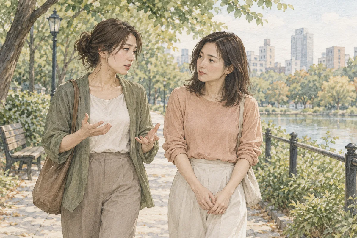 恋愛の次の一歩について友人に相談する女性
