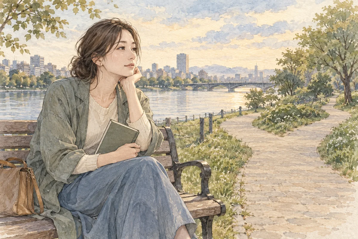 復縁を続けるか自分の生活へ進むかを落ち着いて考える女性
