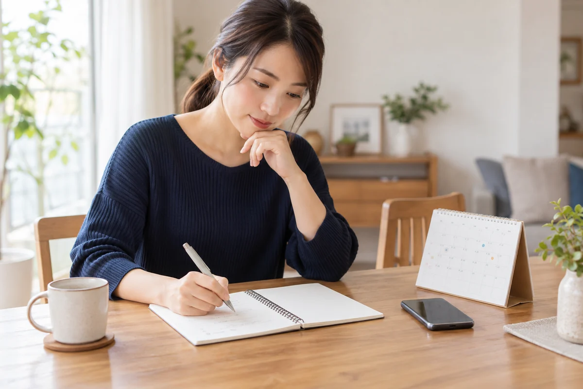 探偵相談の目的と日時と予算を整理する女性