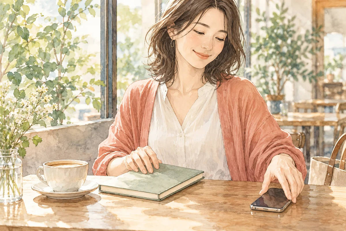 自分の条件を整理しスマートフォンを置いてひと息つく女性