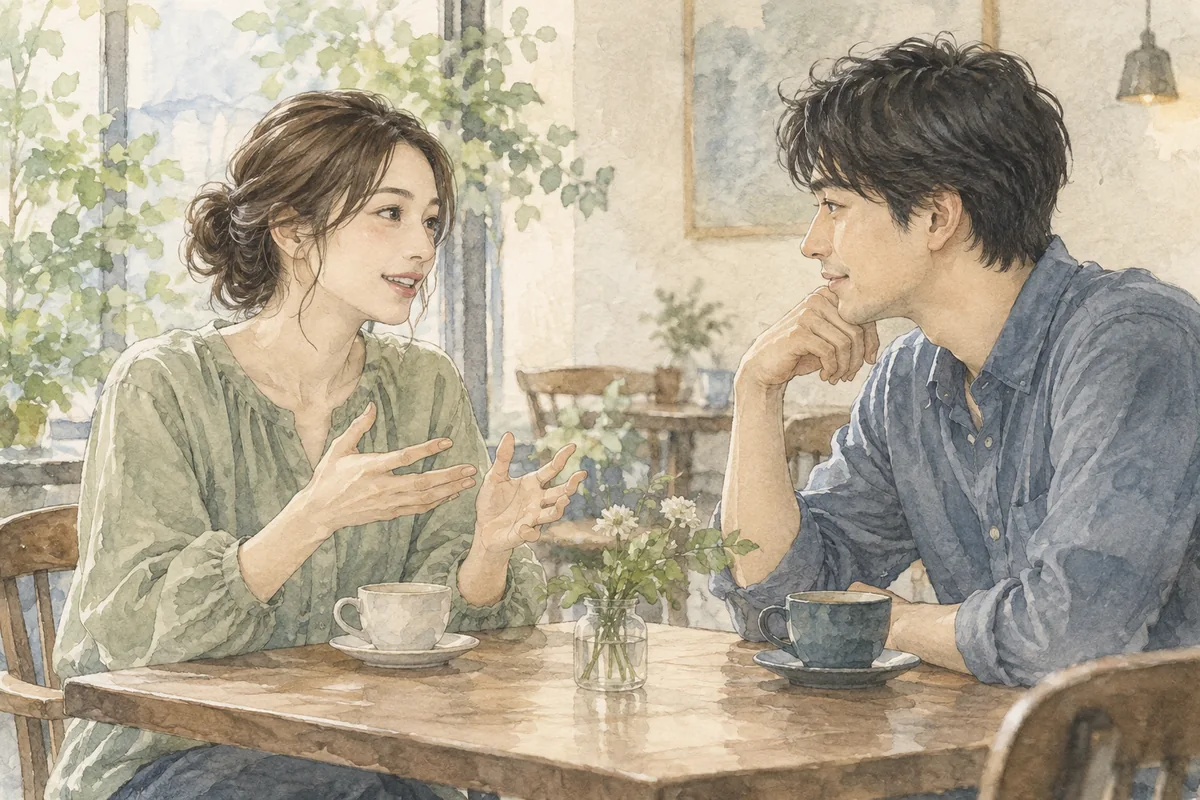 落ち着いた場所で結婚したい気持ちを伝えるカップル