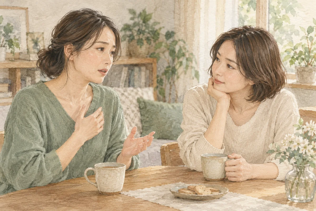 将来の悩みを信頼できる友人に話す女性