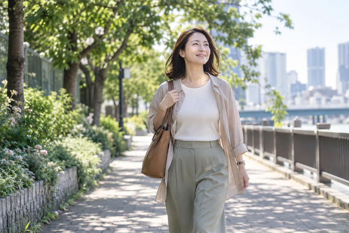 自分の希望を大切にして歩く女性