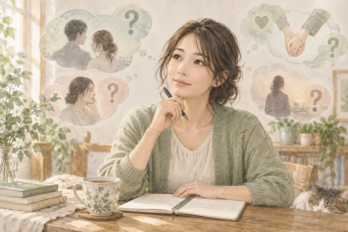気持ちの変化について疑問を整理する女性
