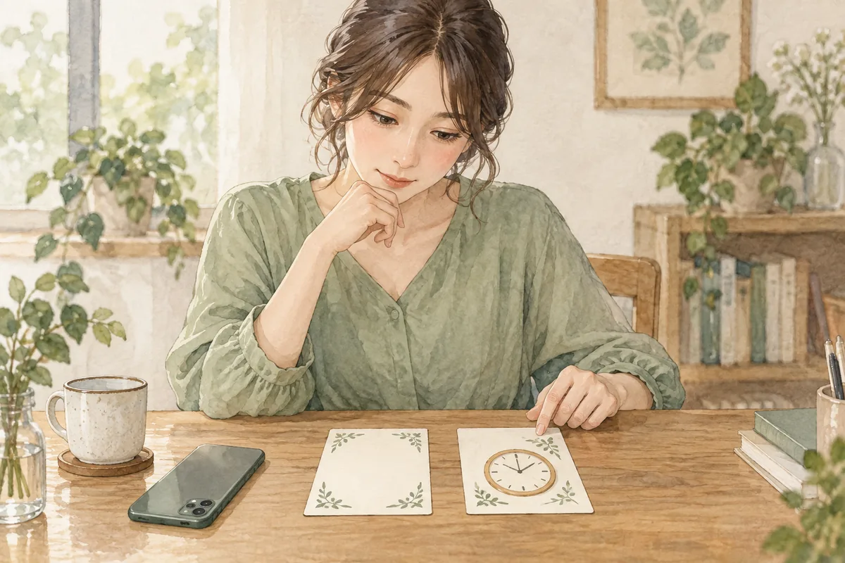 相談メニューの範囲と時間を比べる女性のイメージ