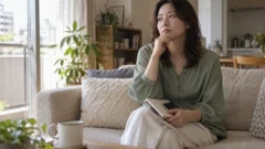 復縁について自分の気持ちをノートで整理する女性