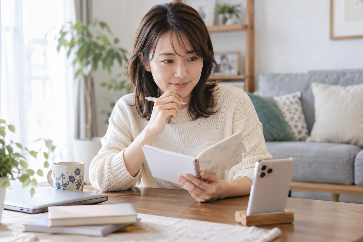 相談前に聞きたいことを整理する女性