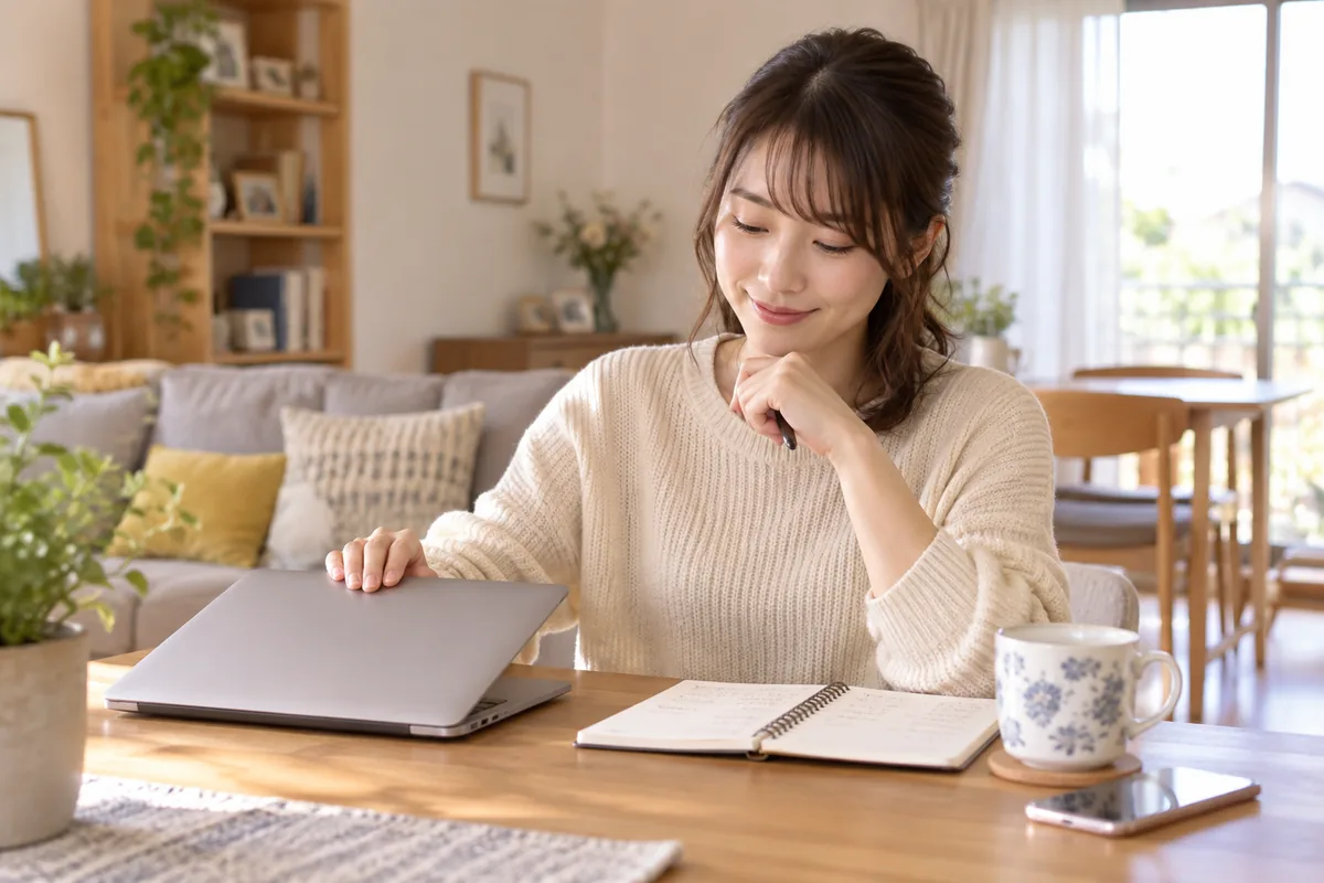 相談の準備を終えて自分の次の行動を考える女性