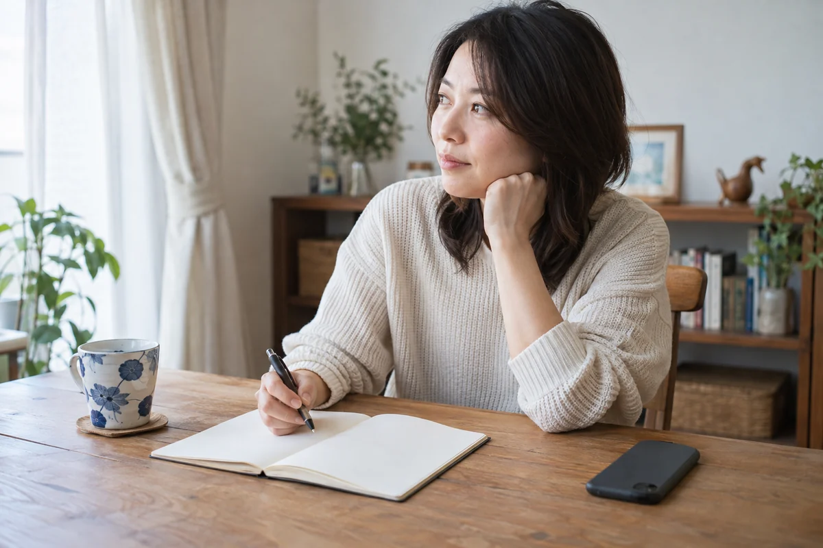 相談前の疑問を手帳に整理する女性のイメージ