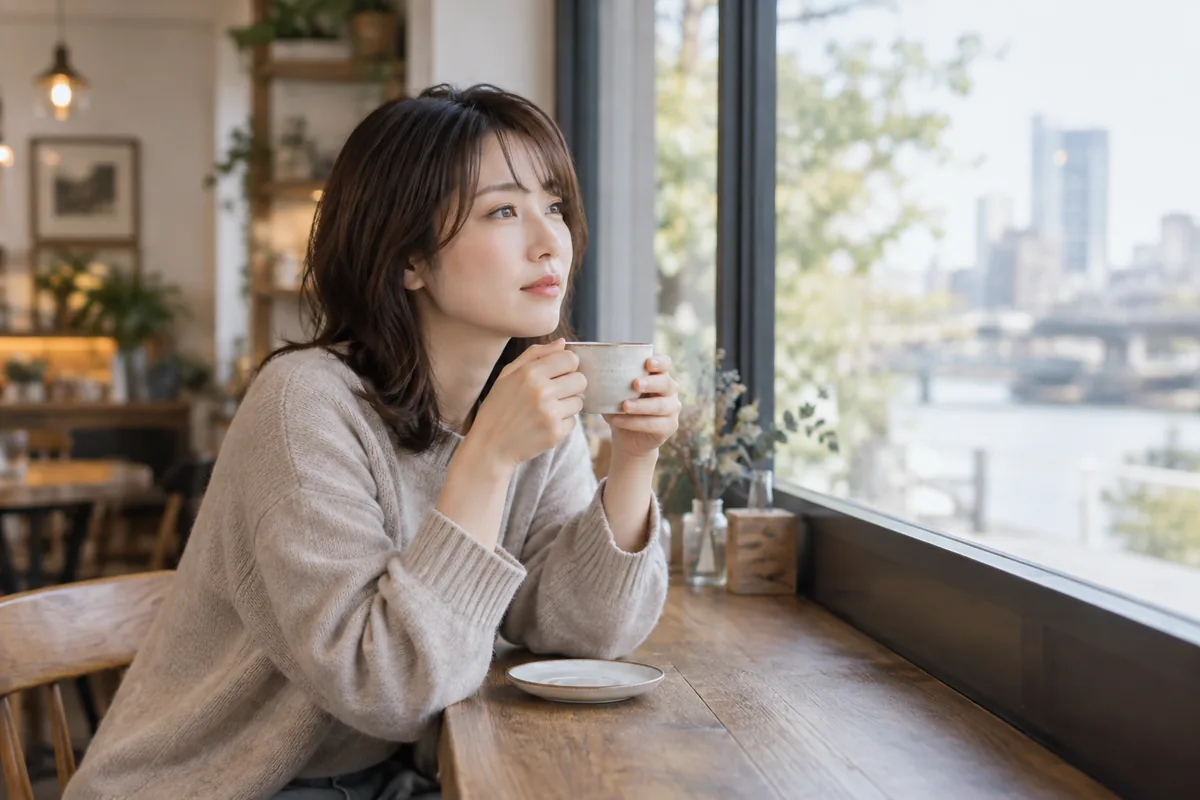 恋人の言動について落ち着いて考える女性