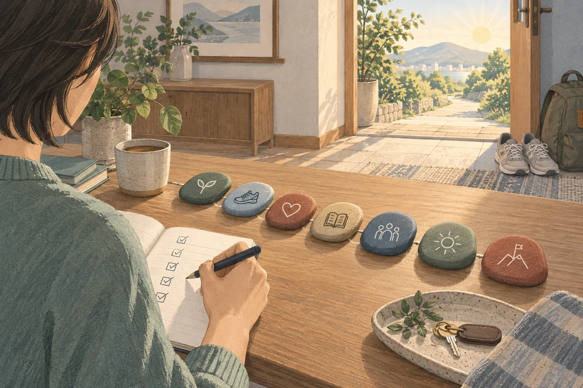 七日間の安全な行動を計画する様子
