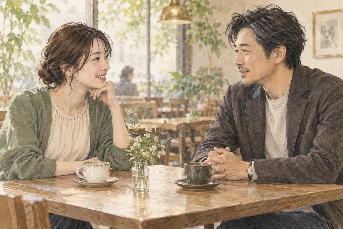 互いの考えを聞きながら会話を楽しむ成人の男女