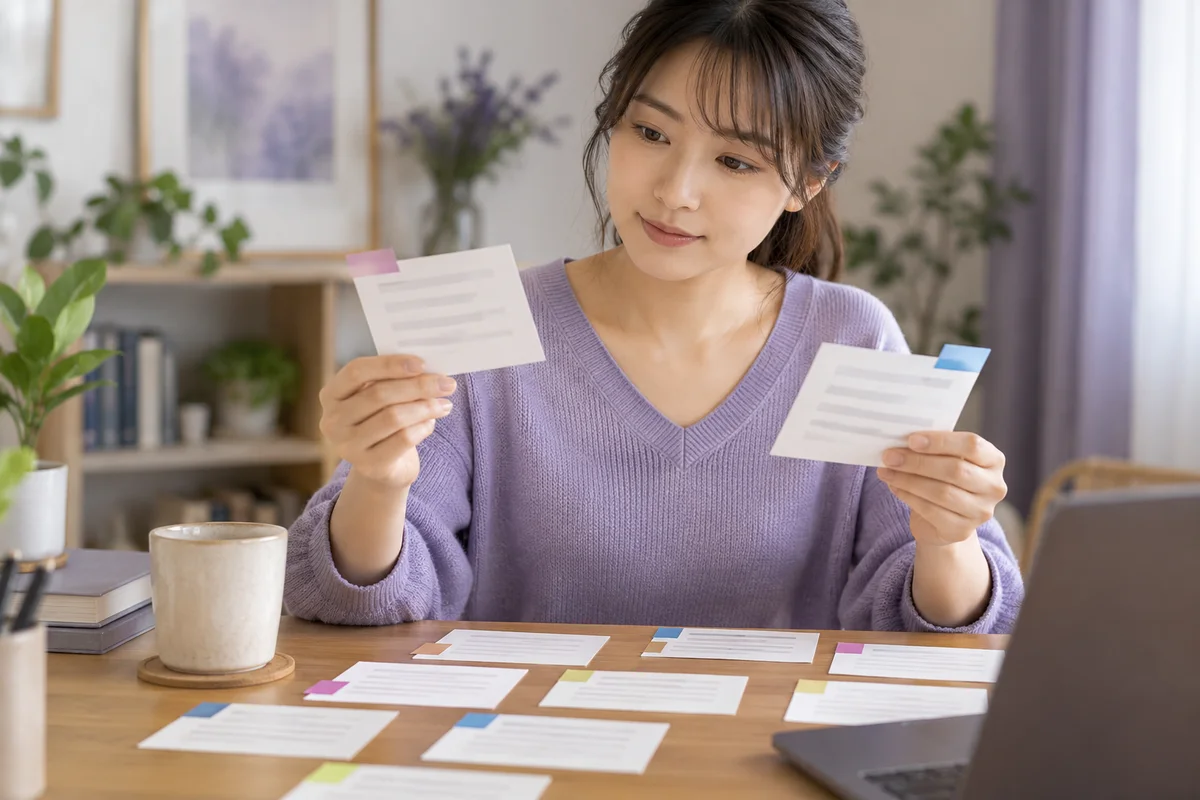 古い口コミの投稿日と出典を見比べるイメージ