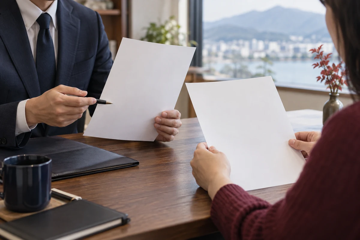 探偵業の標識情報と契約先を照合する中立的な書類のイメージ