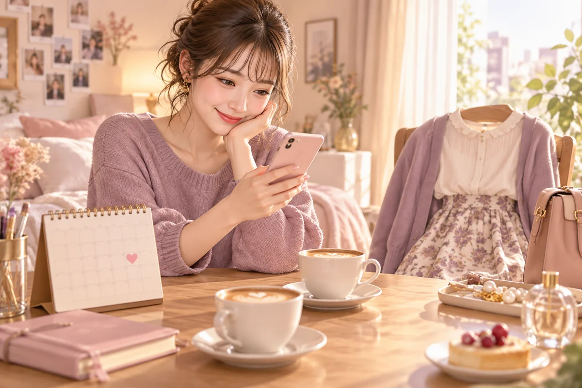 好きな人への自然なメッセージとデートを考える女性