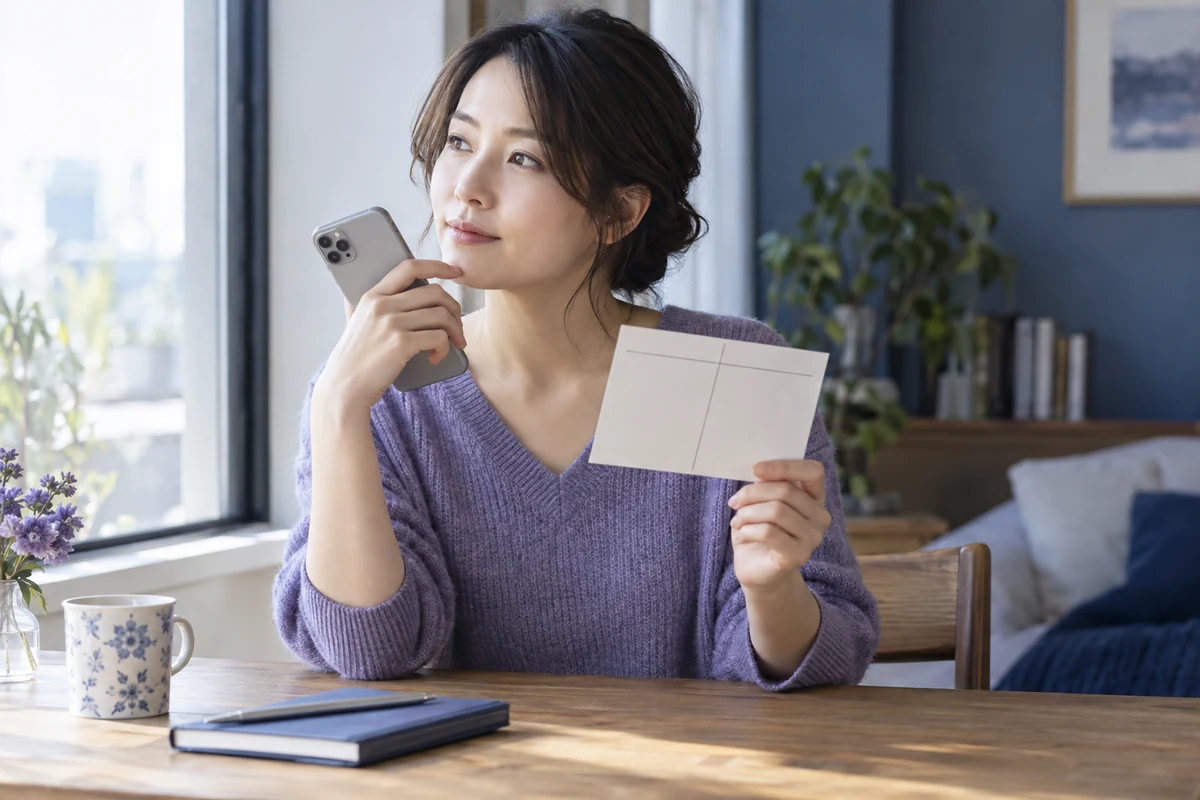 電話占いが自分に合うか考える女性