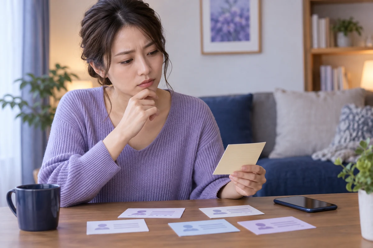 電話占いの口コミと料金を確認する女性