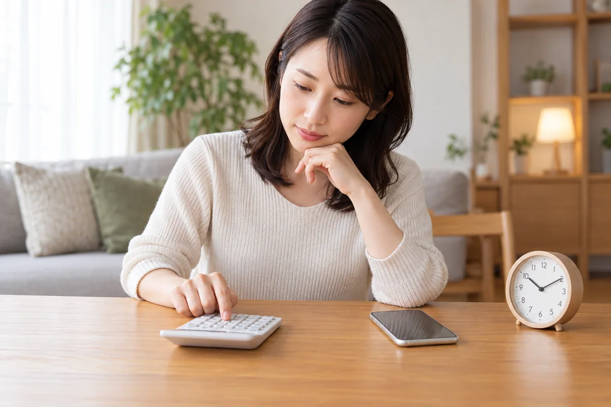 SATORI友希先生の鑑定料金と相談時間を計算する女性