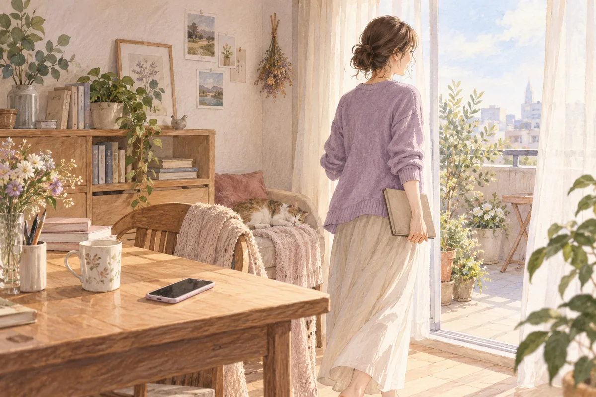 相談内容を振り返り、自分の生活を大切にして次を考える女性