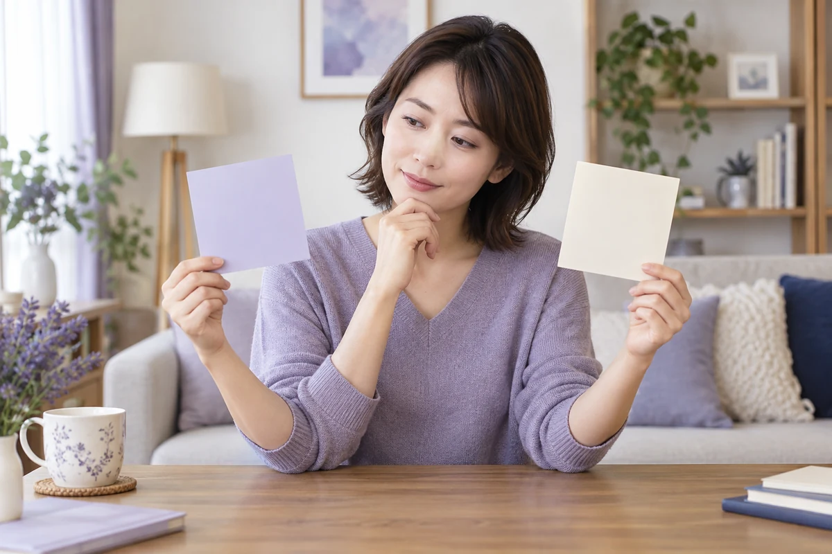 電話占いの向き不向きを比較する成人女性