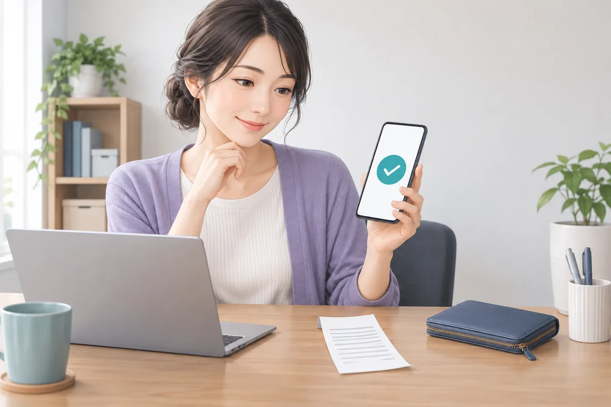 退会前に未払い料金の精算完了を確認する女性