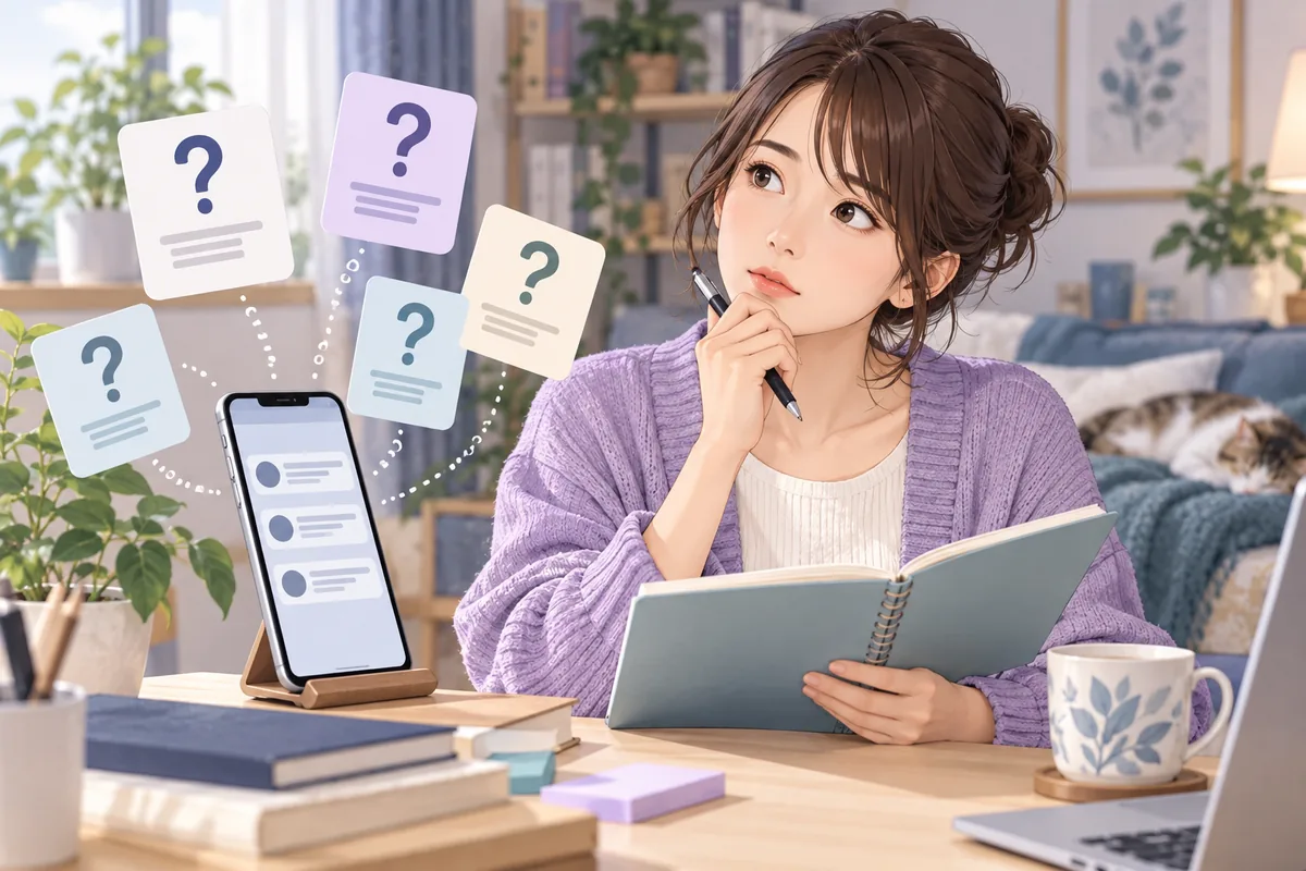 電話占いシエロの退会に関する疑問を整理する女性