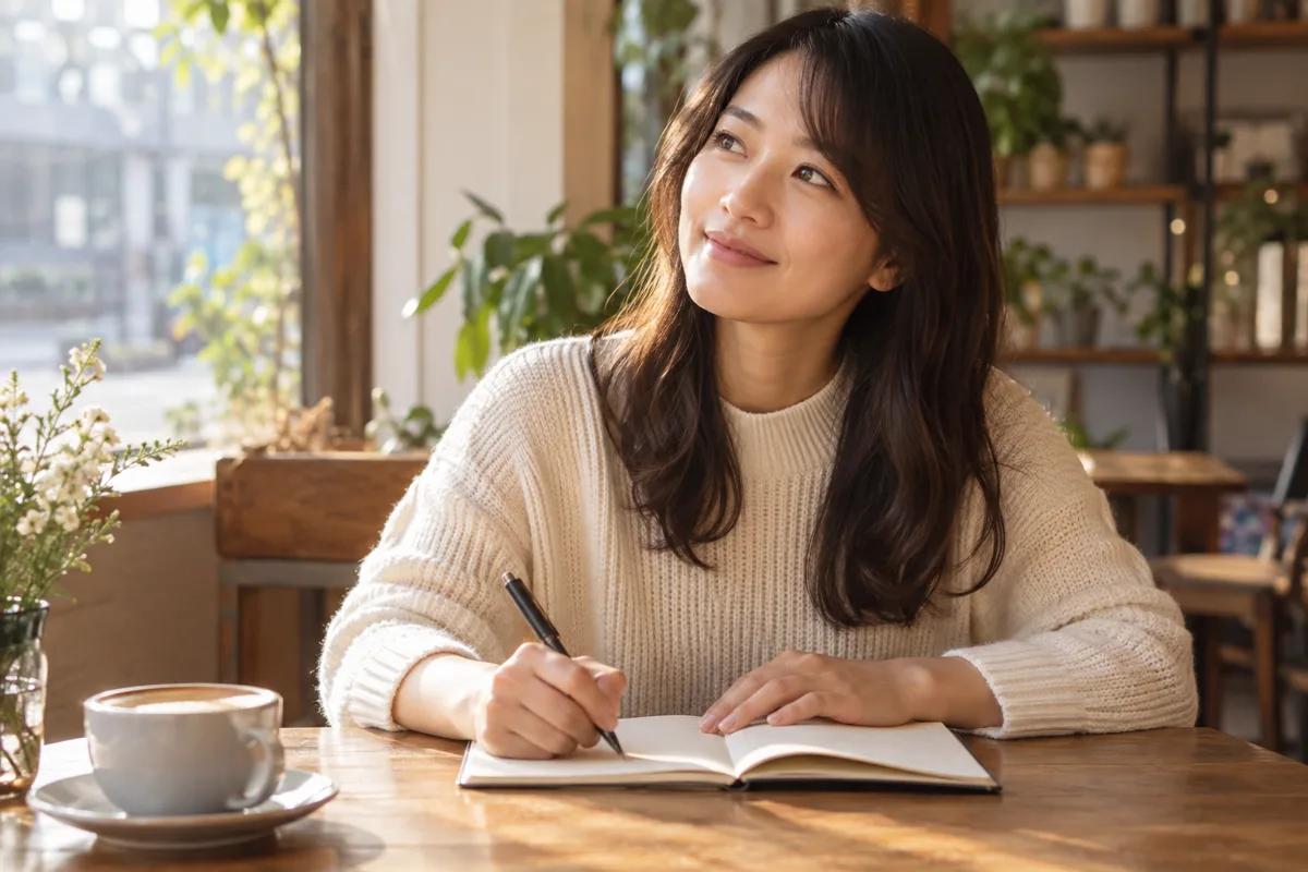 好きな人について知りたいことをノートで整理する女性