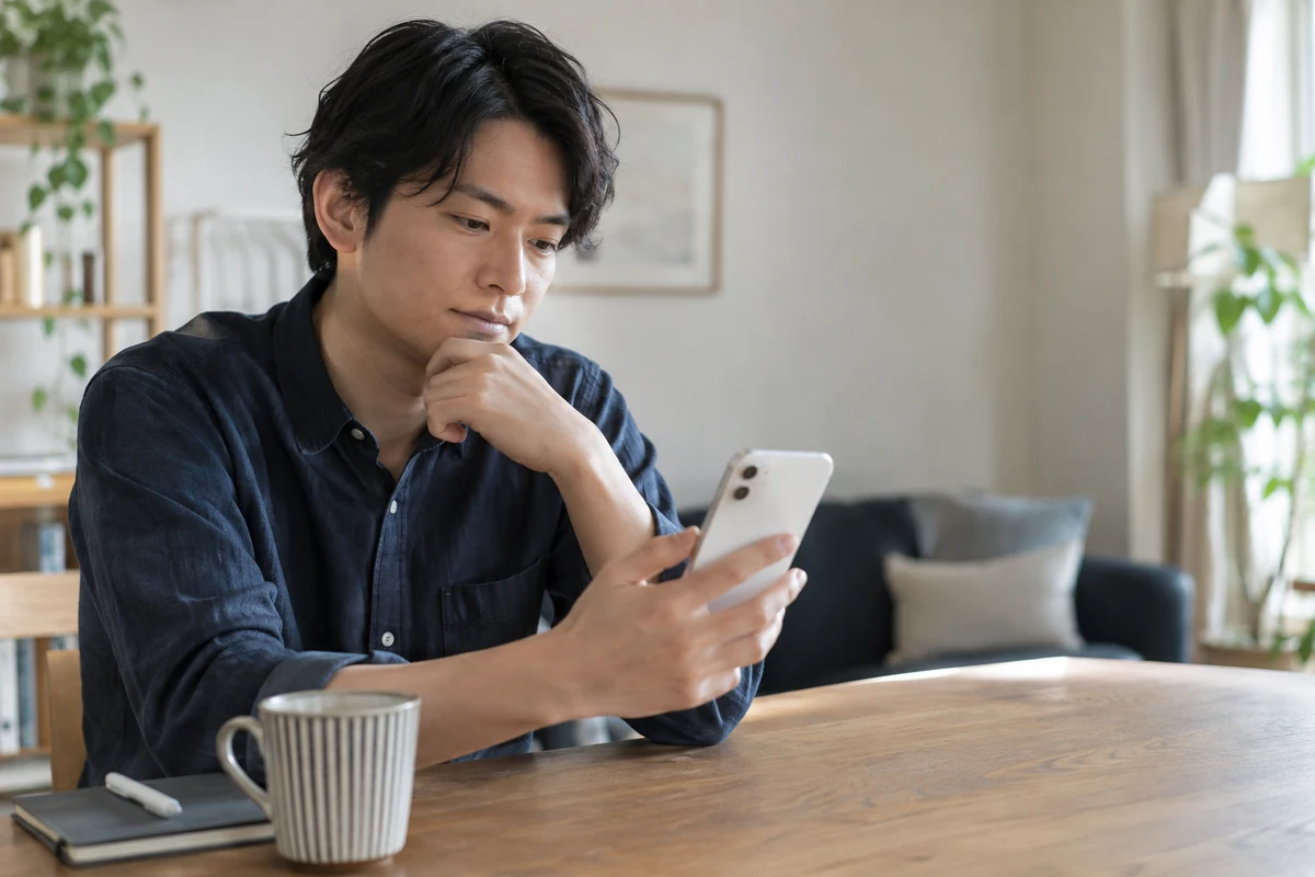 スマートフォンを置いて互いの話を聞くカップル