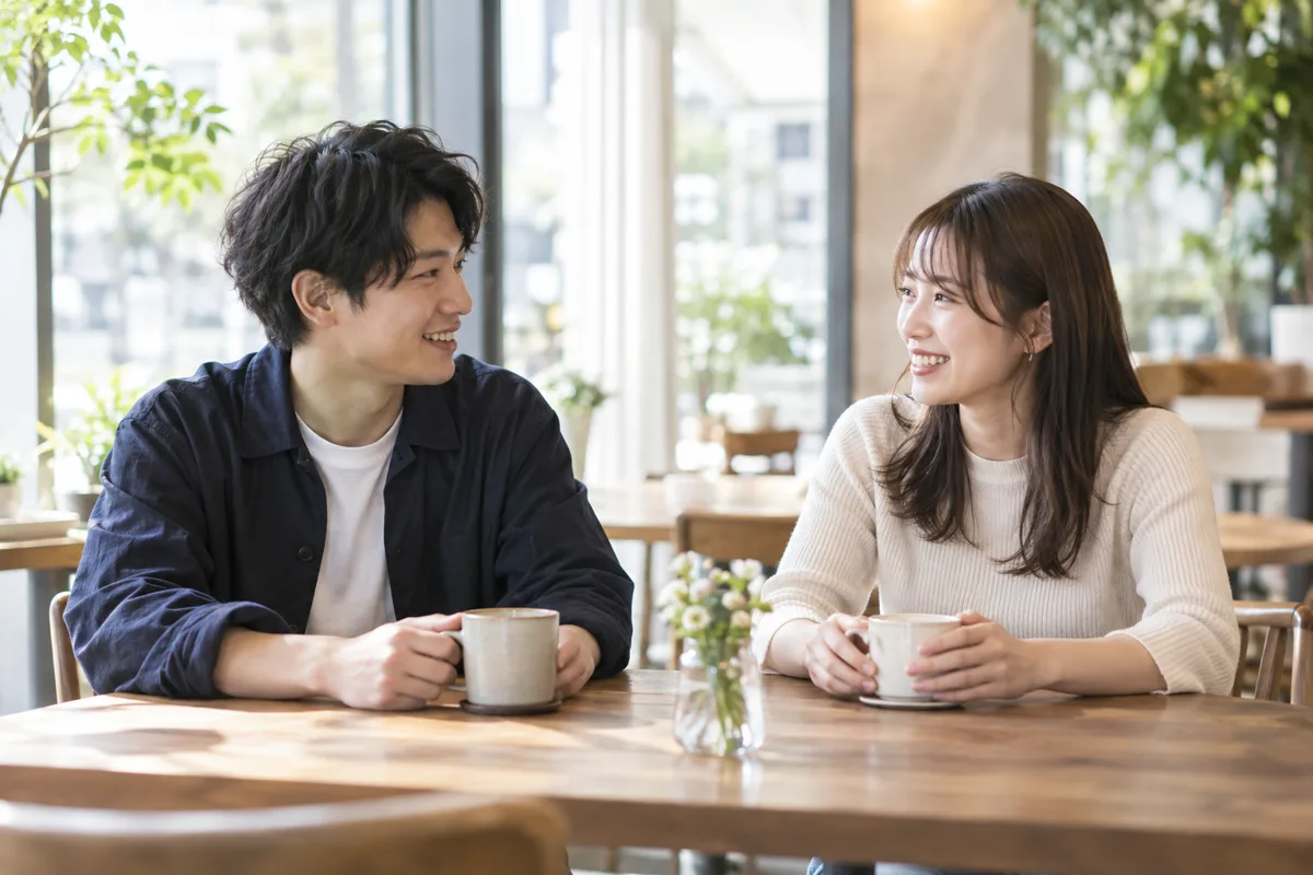 好きな人について自然に会話する男女