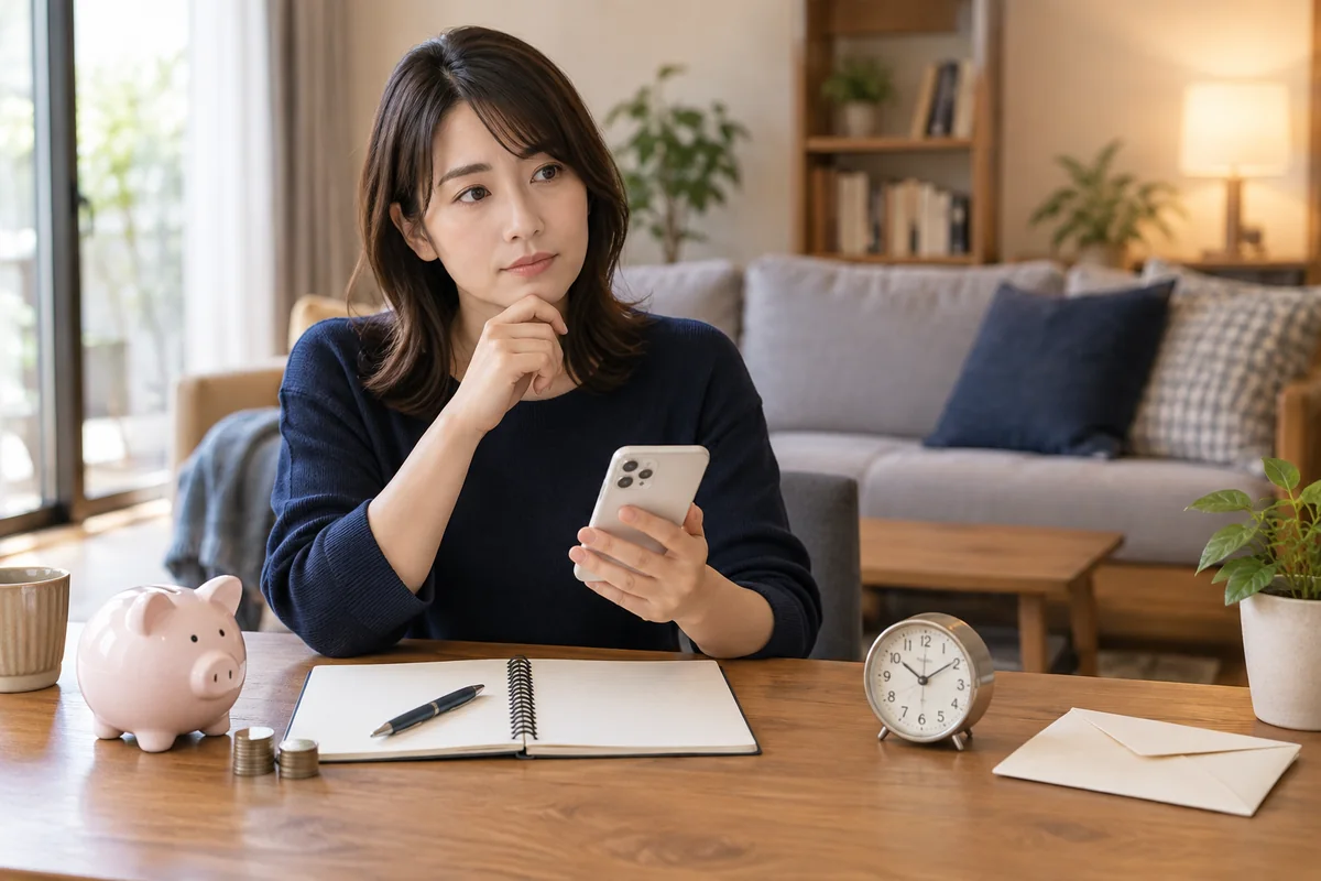 電話占いの料金や時間について確認する女性