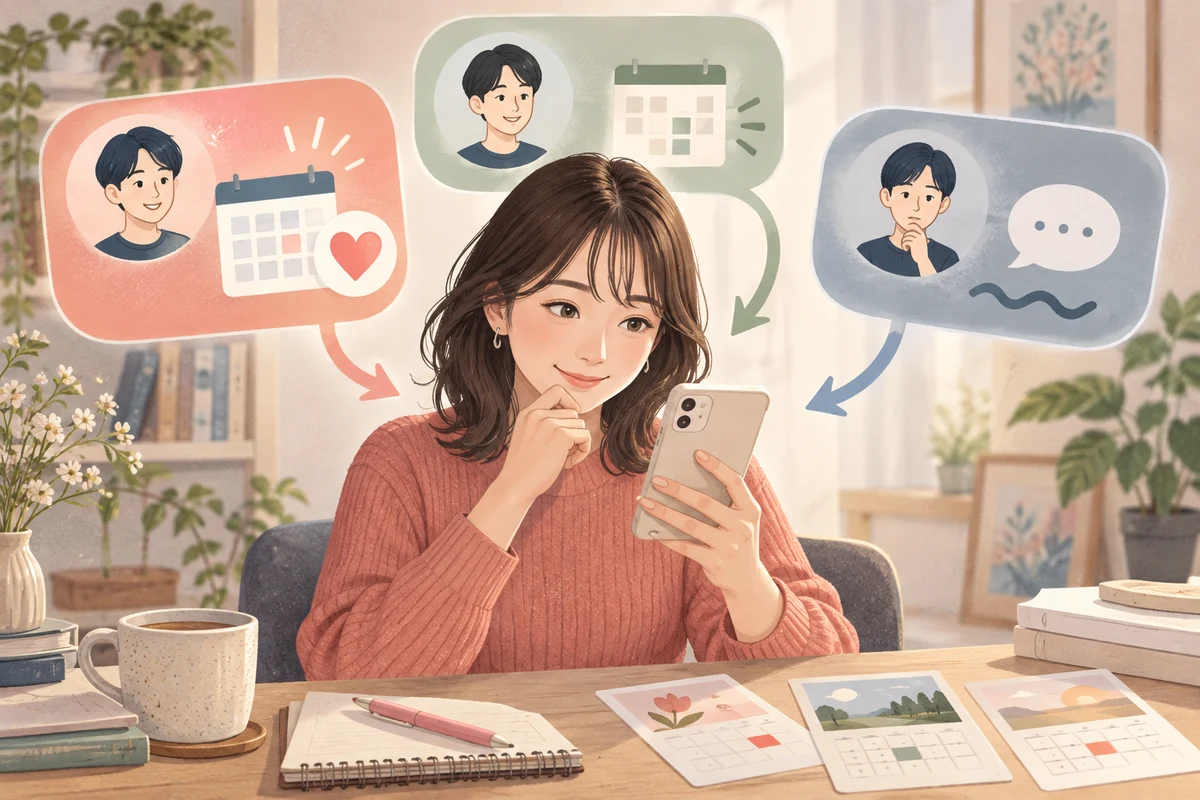 デートの誘いへの返事を見て次の行動を決める女性