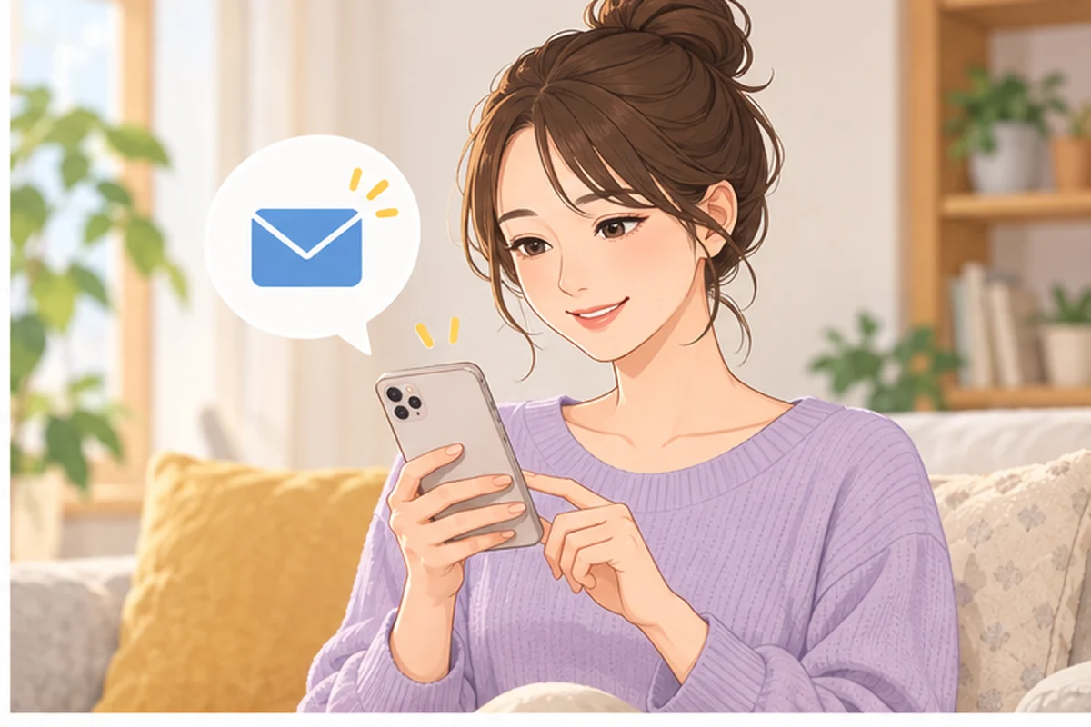デスティニーのログイン画面を確認する女性