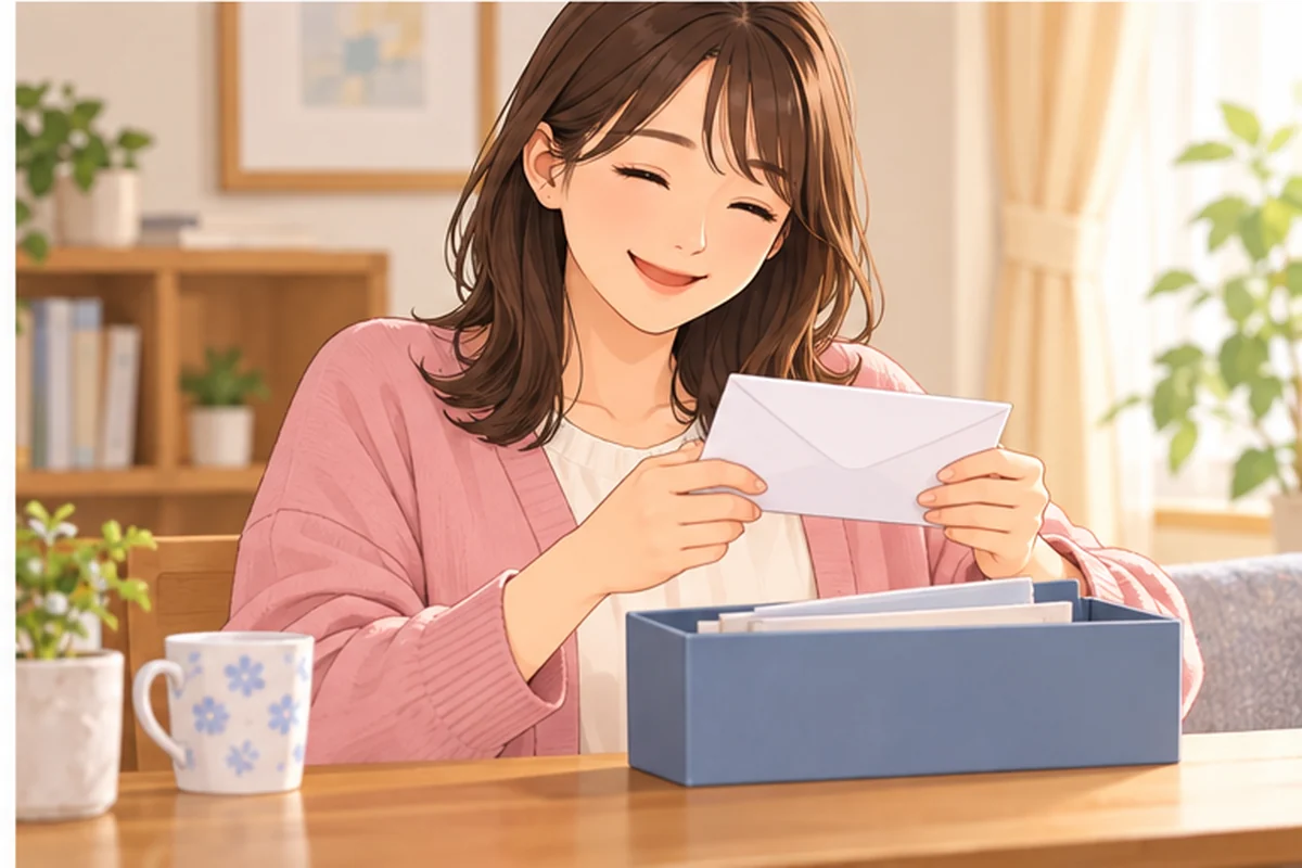 退会完了案内を保存する女性