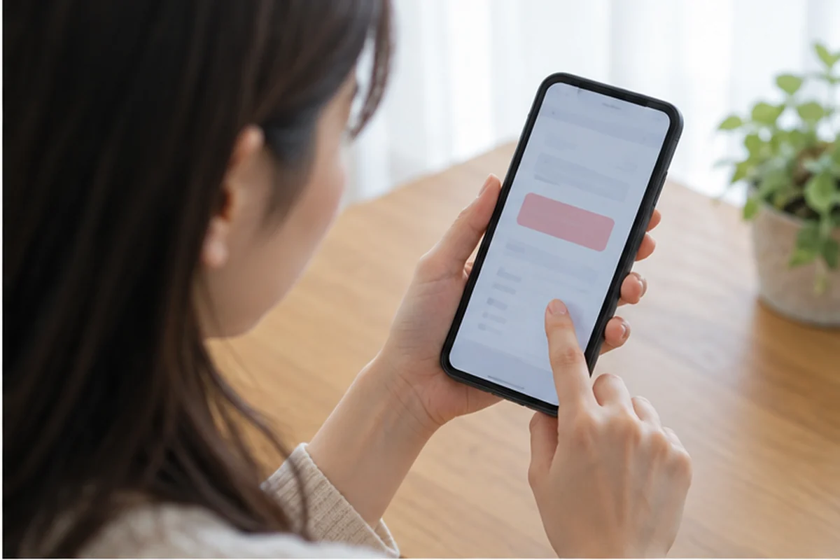 エキサイト電話占いの退会手続きを確認する女性