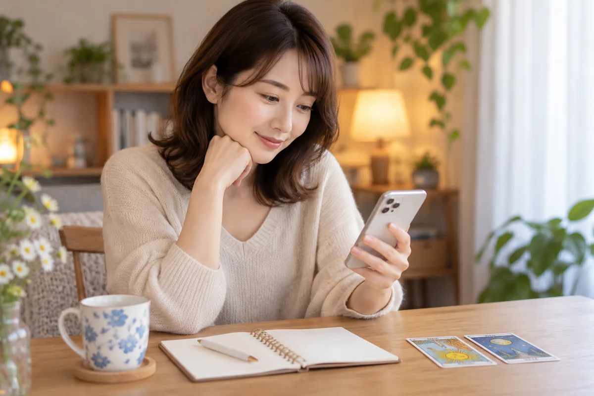 SATORI友希先生の口コミを確認する女性