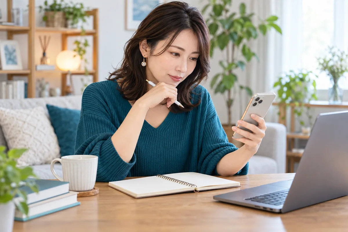 電話占いGrowthの利用条件を確認する女性