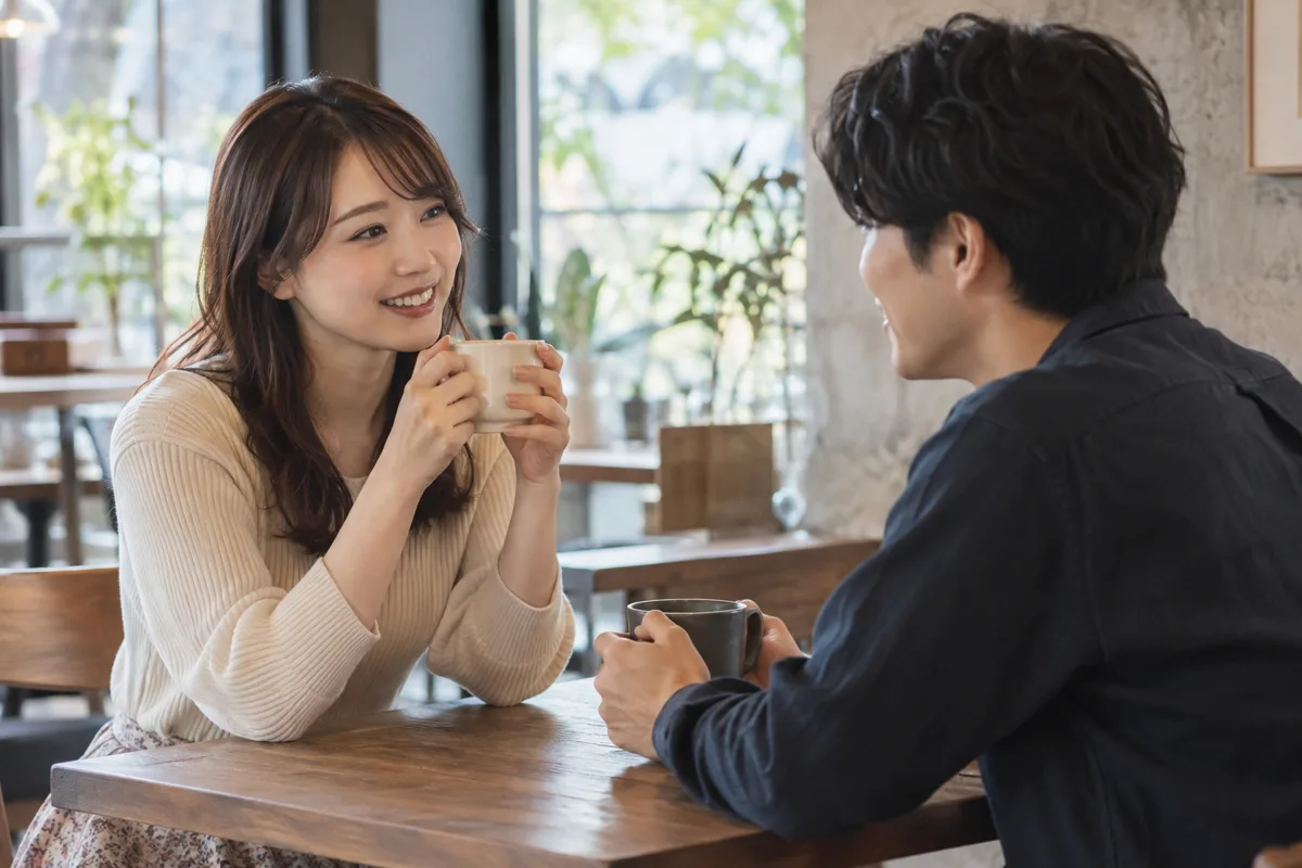 好きな人について自然に会話する男女