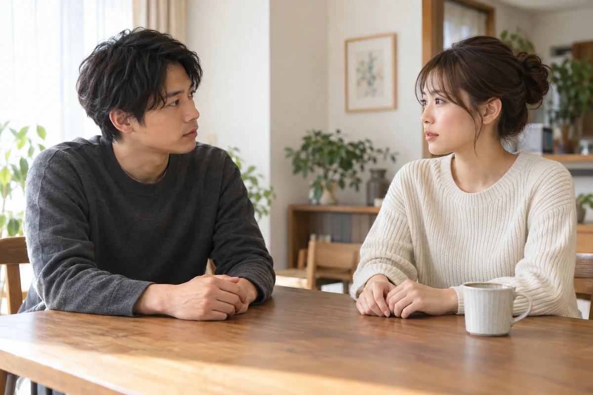 彼女への不満を落ち着いて話し合う男女