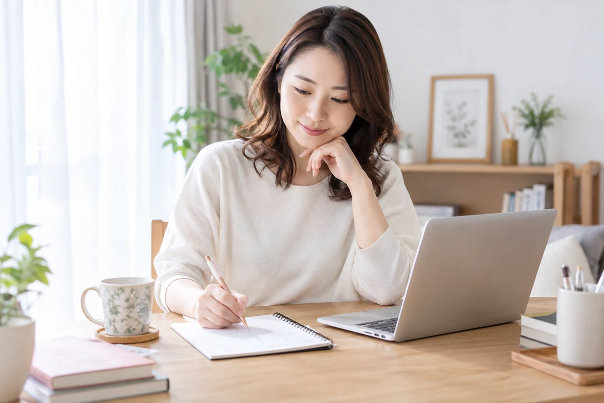 ピュアリ神女先生の口コミと料金を確認して相談内容を整理する女性