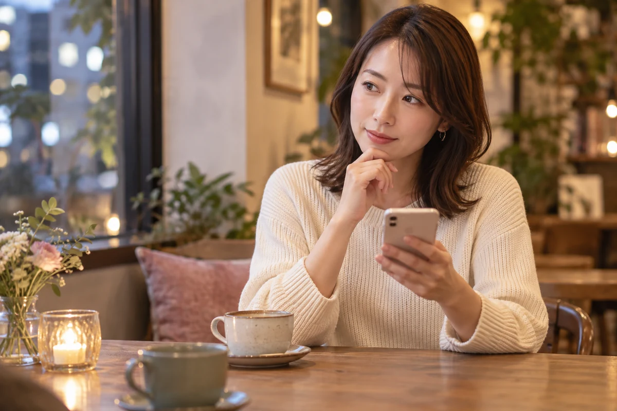 マッチングアプリで同時進行を聞かれて答えを考える女性