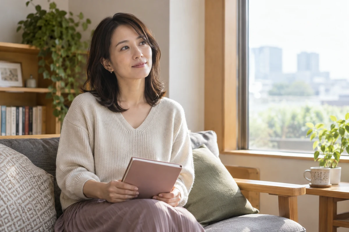 相談相手との相性を落ち着いて考える女性