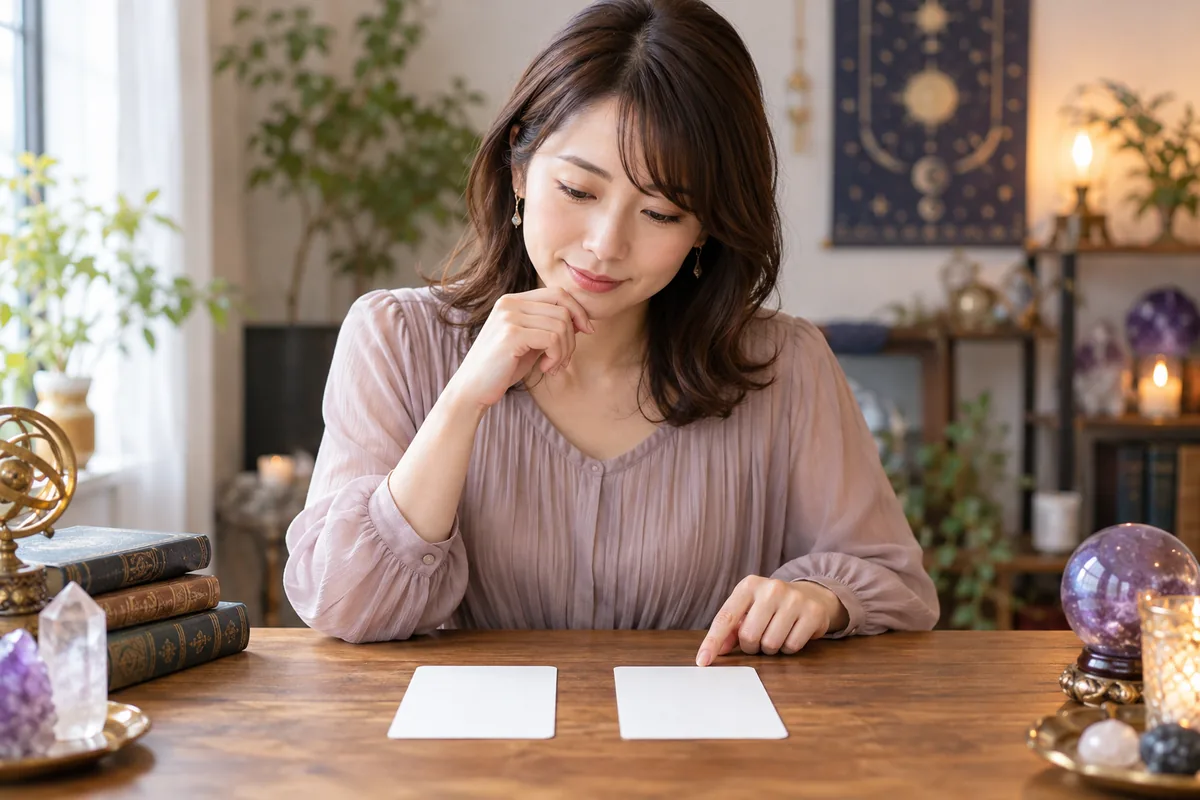 二つの相談先候補を比較して選ぶ女性
