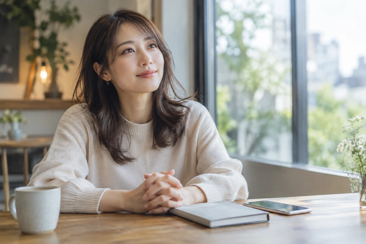 相談相手との相性を落ち着いて考える女性
