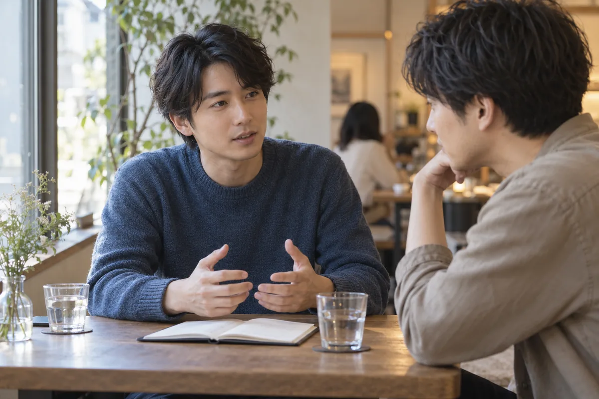 恋人との信頼問題について第三者へ相談する男性