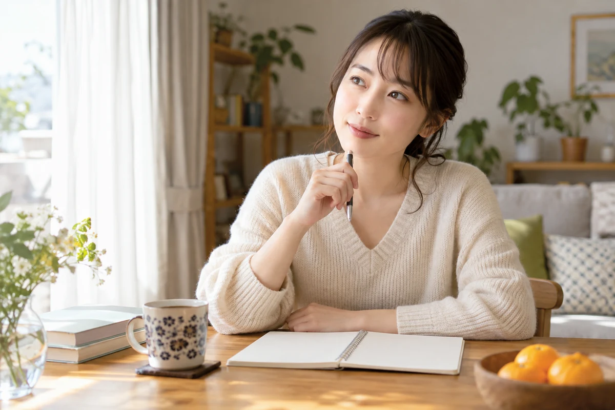 相談内容をノートに整理する女性の写真調イメージ