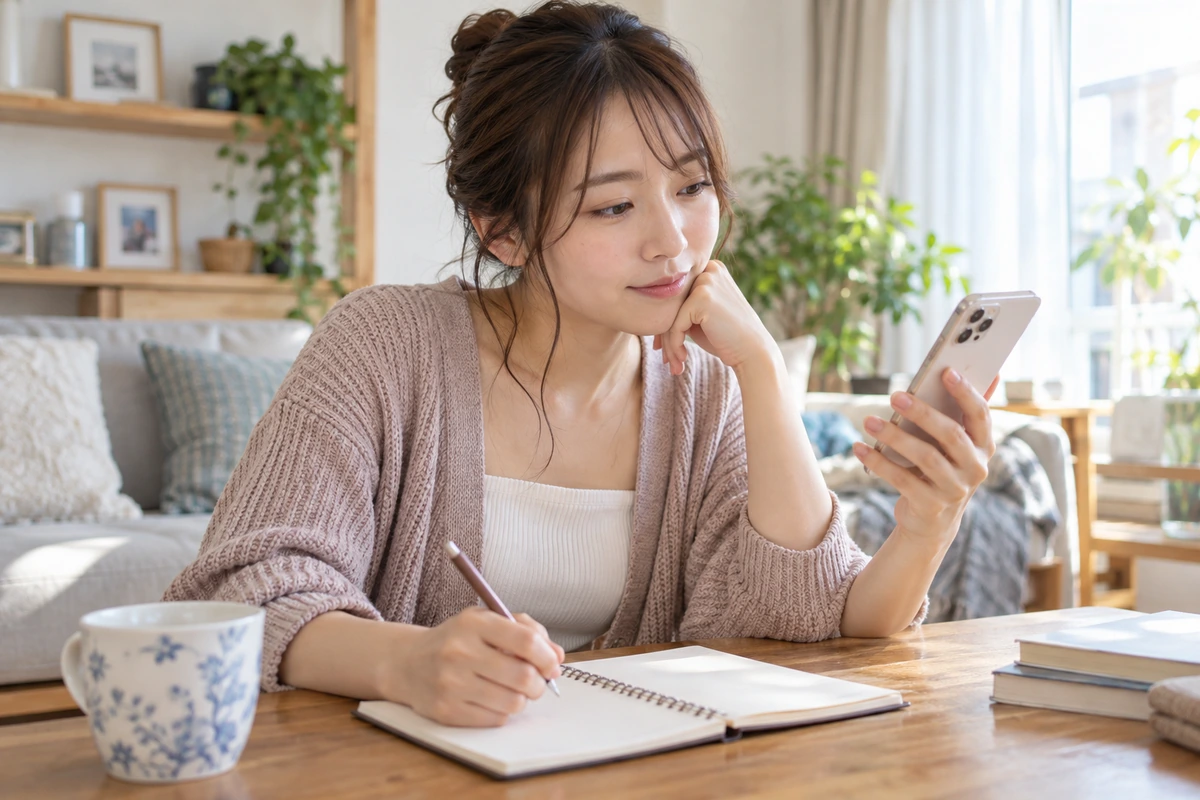 男性の継続行動を落ち着いて整理する女性