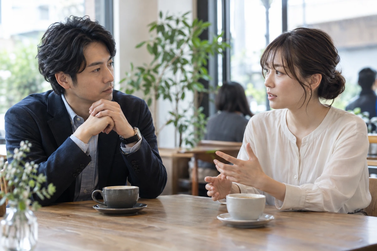 復縁について時間を取り話し合う男女