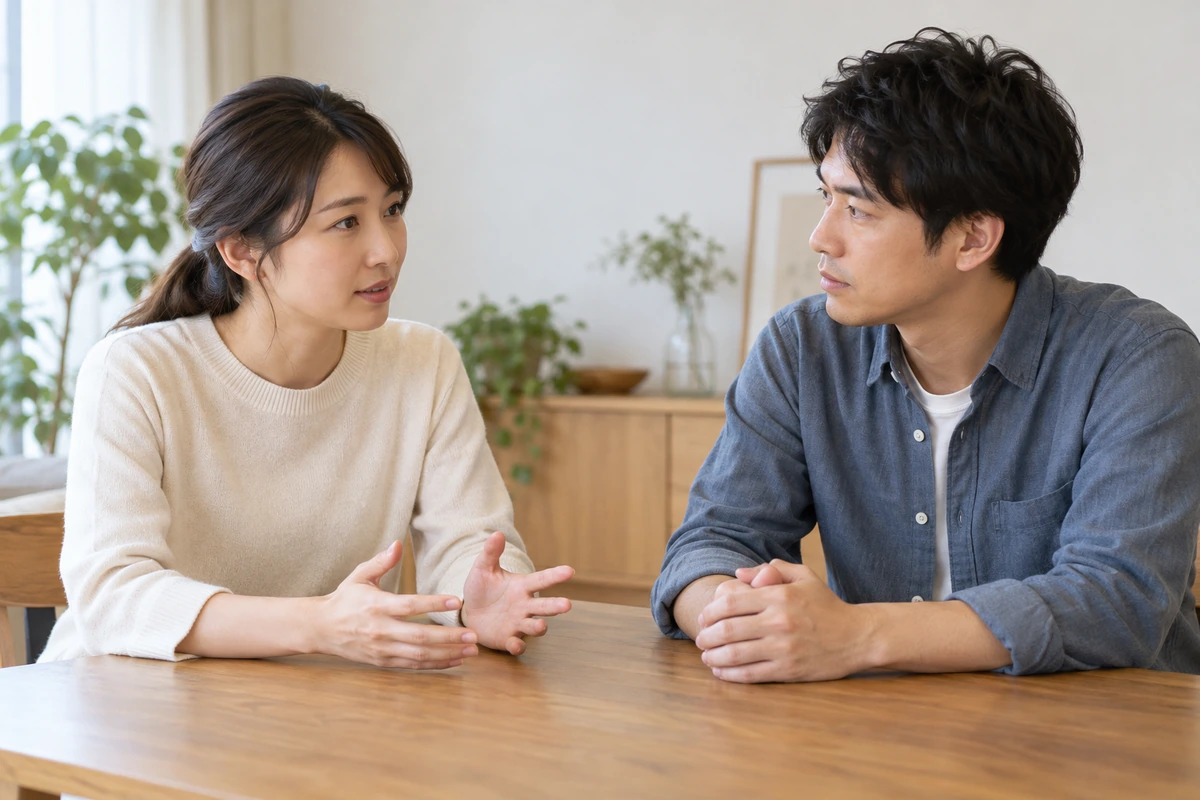 相手を責めない言葉で別れを伝える男女
