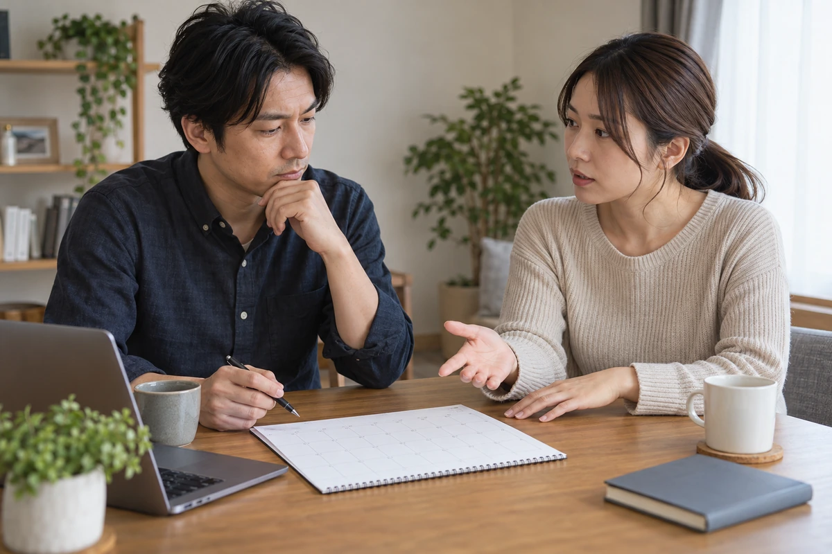 将来と責任について具体的に話し合う男女